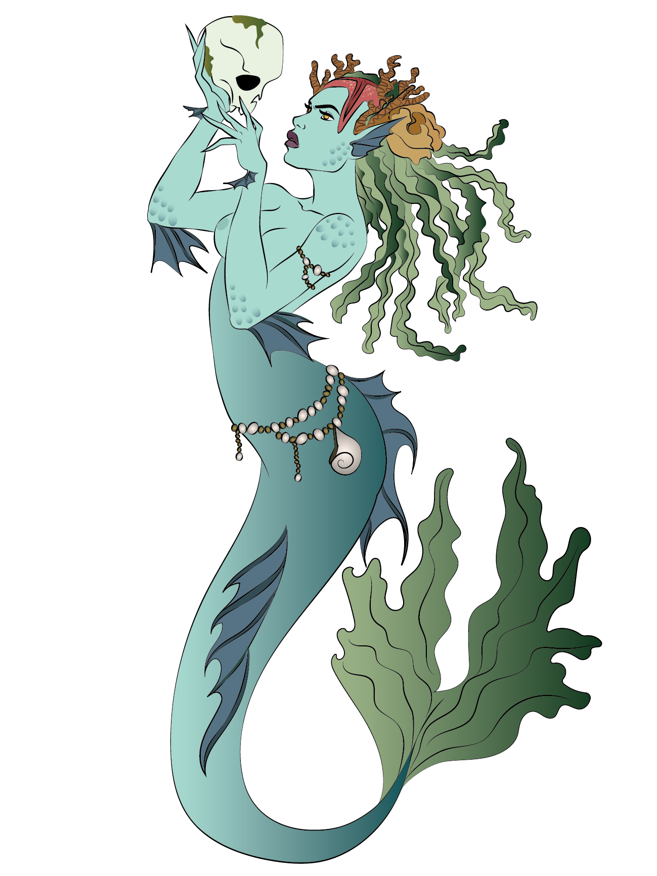 Illustrator-illustration af havfrue